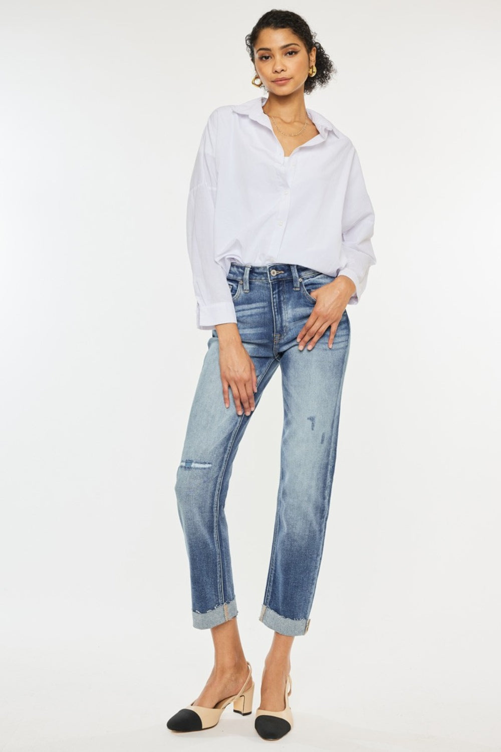 Kancan High Rise Cuffed Straight Jeans - Charming Charlie