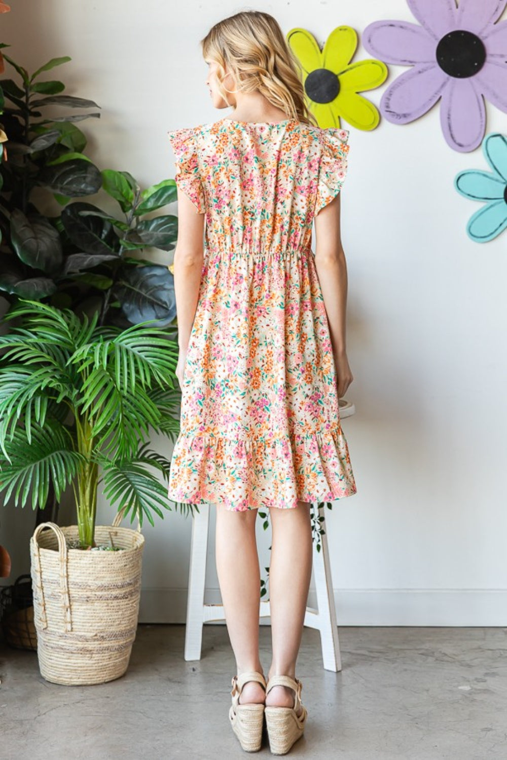 Heimish Full Size Floral Ruffled V-Neck Dress - Charming Charlie