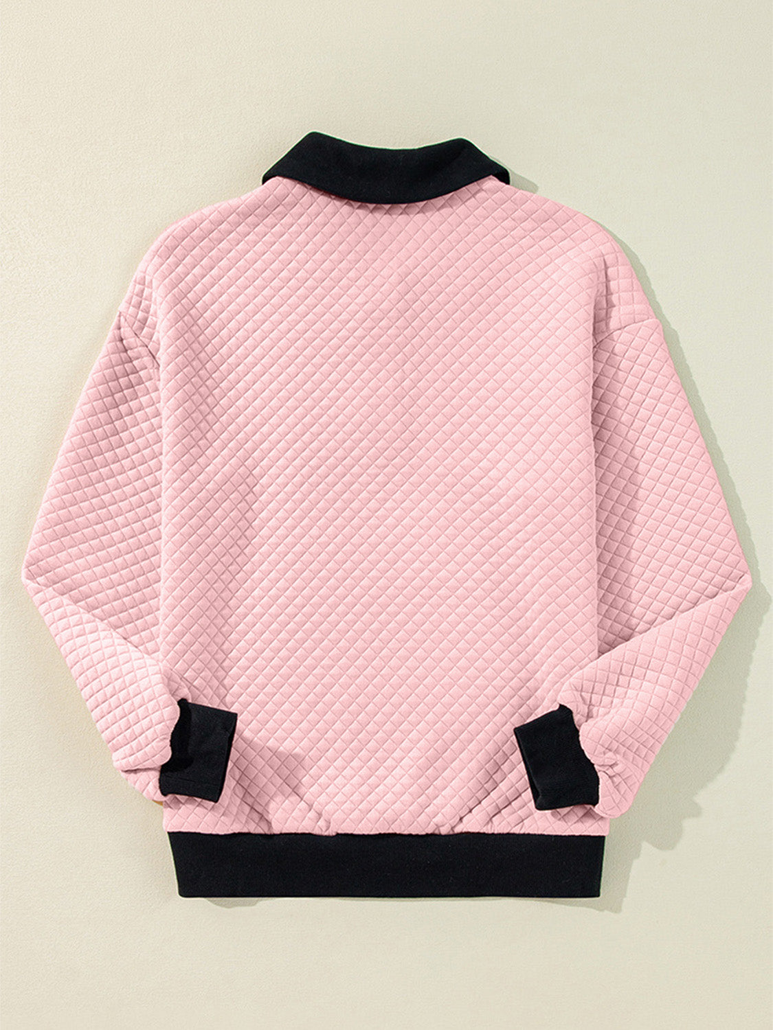 Texture Quarter Button Long Sleeve Sweatshirt - Charming Charlie
