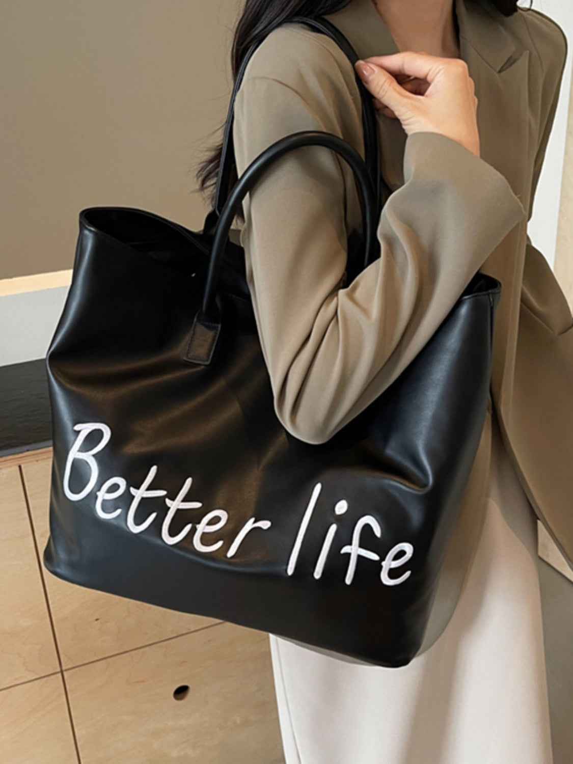 BETTER LIFE PU Leather Tote Bag - Charming Charlie