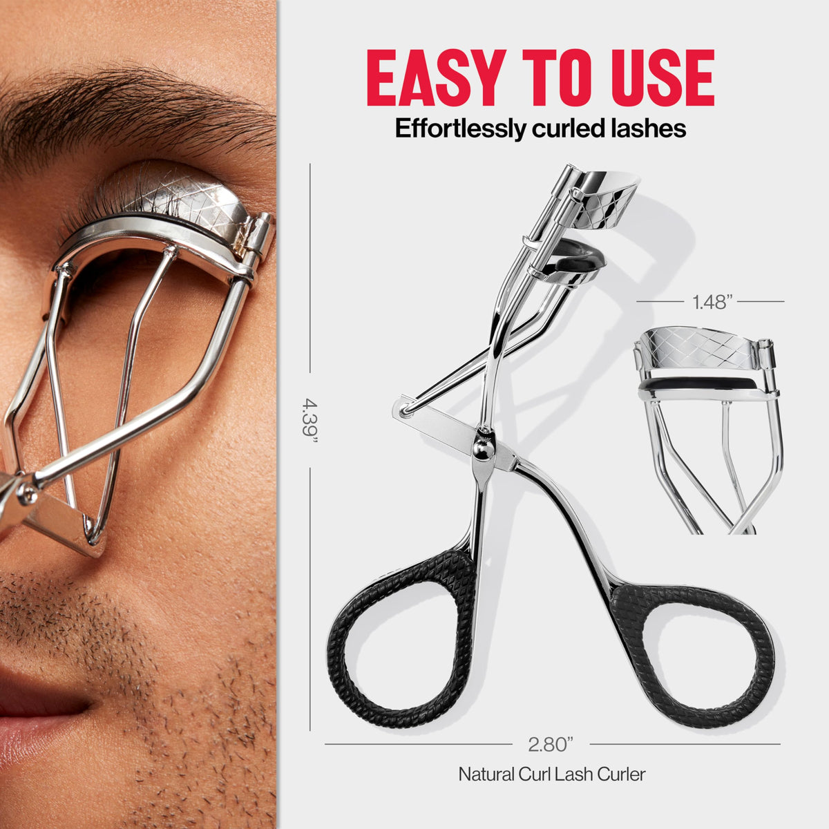 Revlon Natural Curl Lash Curler, Gives a Natural Eyelash Lift, with Finger Grips for a Non Slip Grip, Easy to Use, 1 Count - Charming Charlie