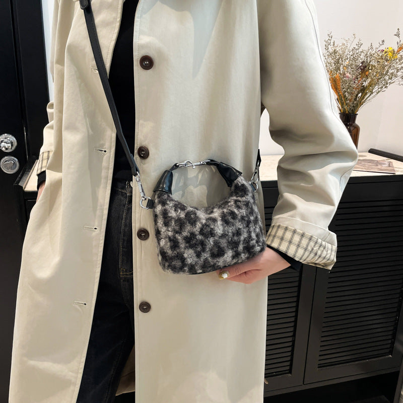 Fuzzy Polyester Mini Handbag with Zipper - Charming Charlie