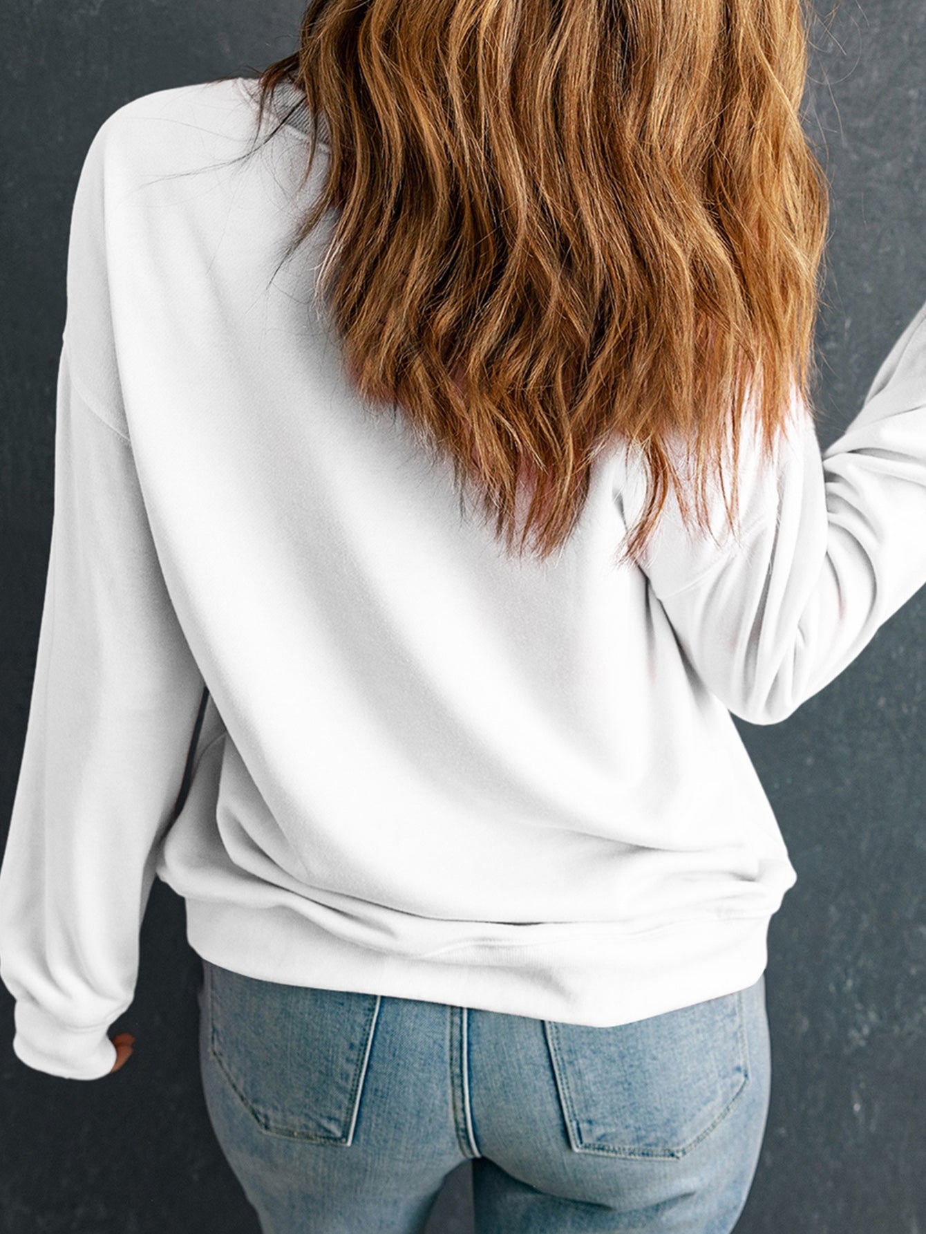 I'M BACK Round Neck Dropped Shoulder Sweatshirt - Charming Charlie