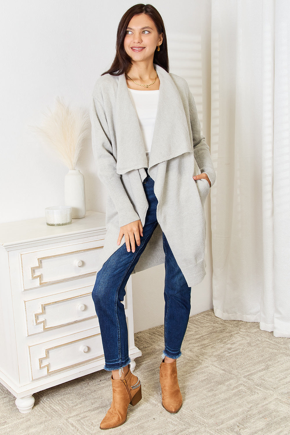 Angel Wings Open Front Duster Cardigan with Pockets - Charming Charlie