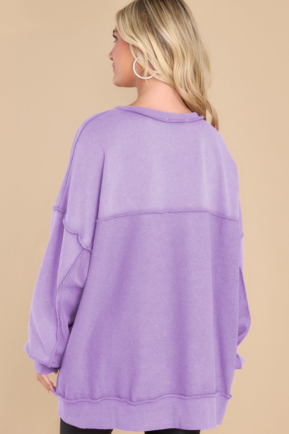 Exposed Seam Long Sleeve Sweatshirt - Charming Charlie