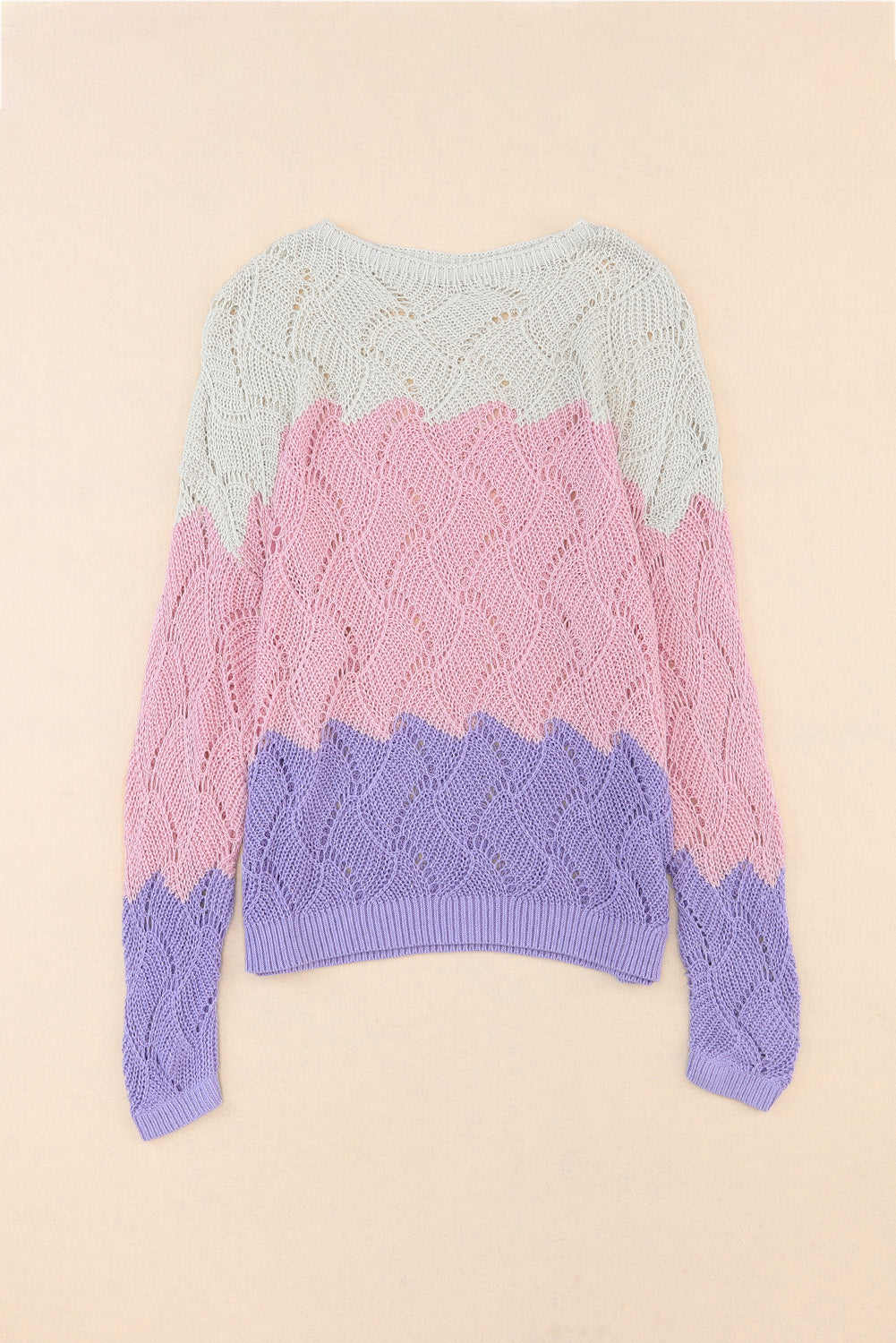 Color Block Hollow Boat Neck Sweater - Charming Charlie
