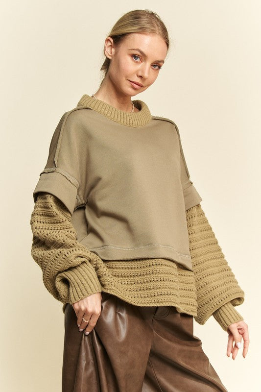 Davi & Dani Faux Layered Round Neck Sweater - Charming Charlie
