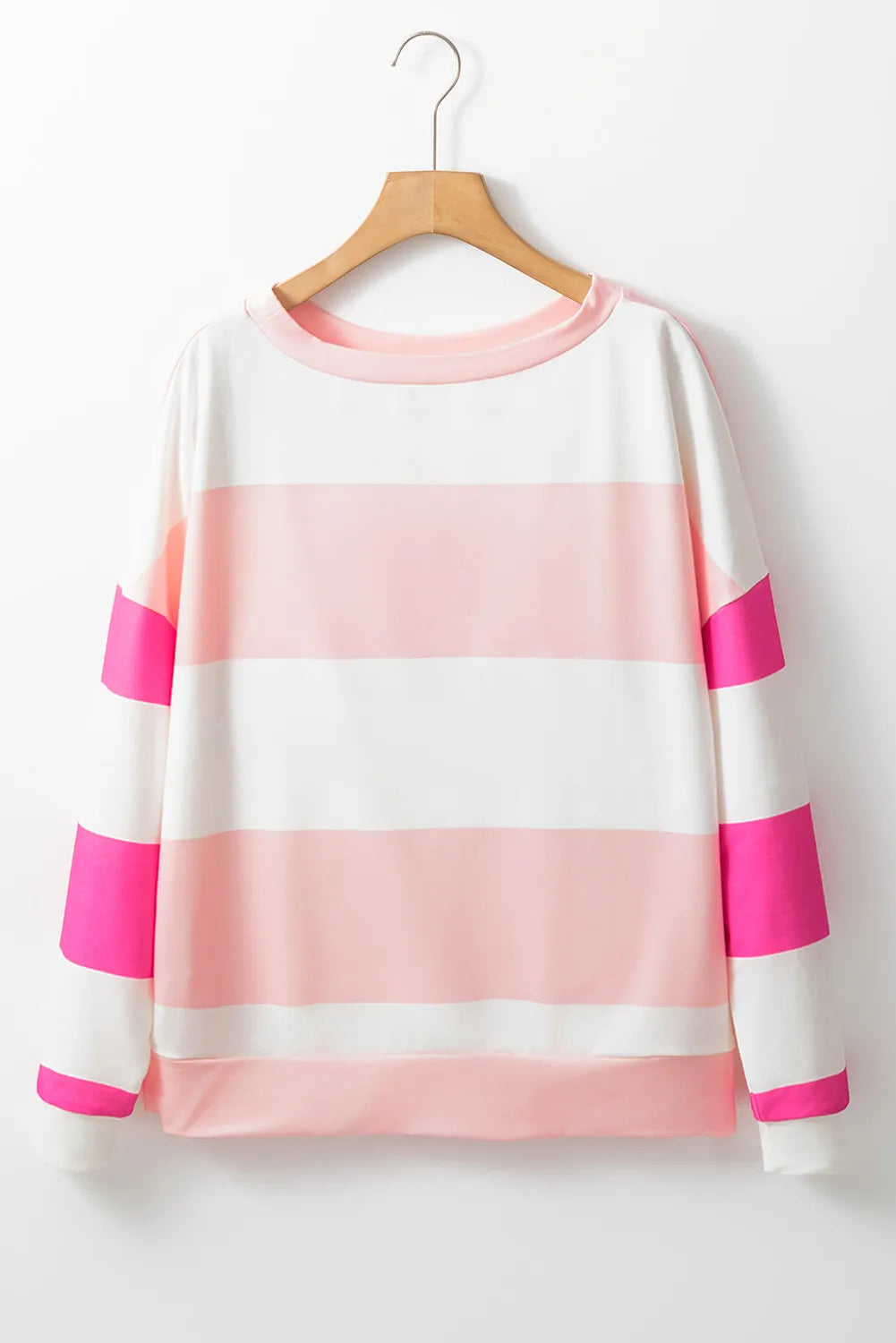 Contrast Color Block Round Neck Long Sleeve Top - Charming Charlie