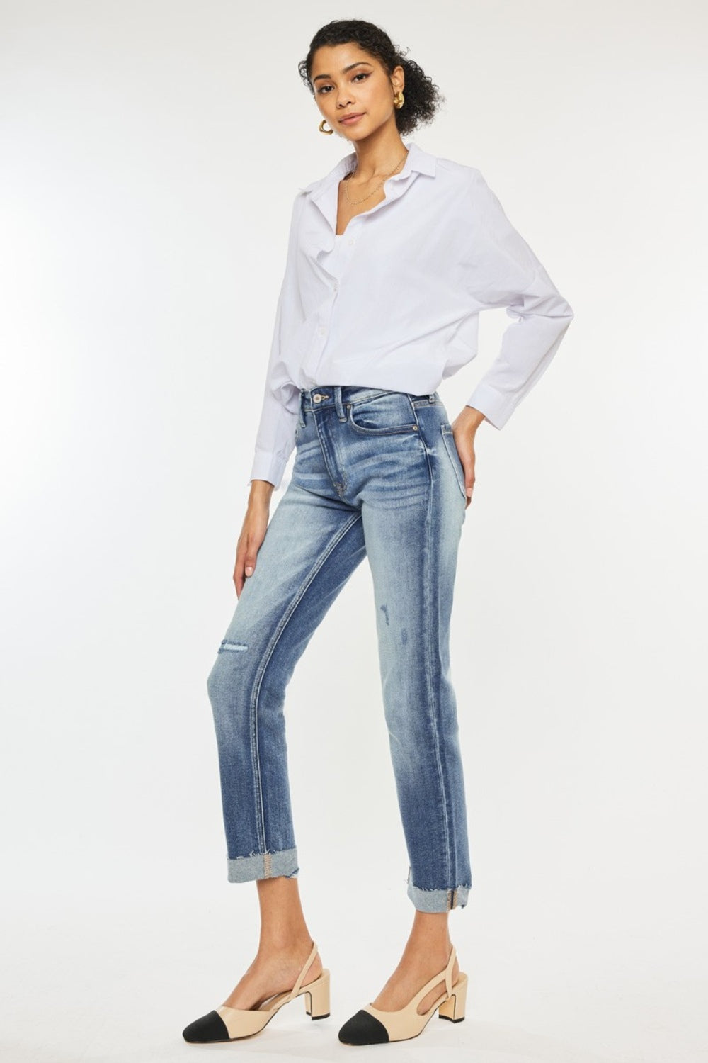 Kancan High Rise Cuffed Straight Jeans - Charming Charlie
