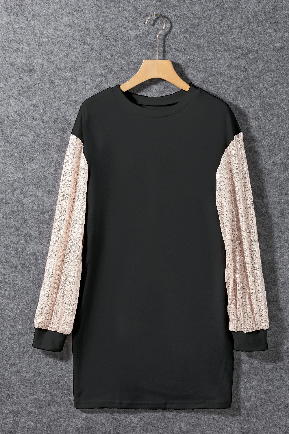 Sequin Round Neck Long Sleeve Dress - Charming Charlie