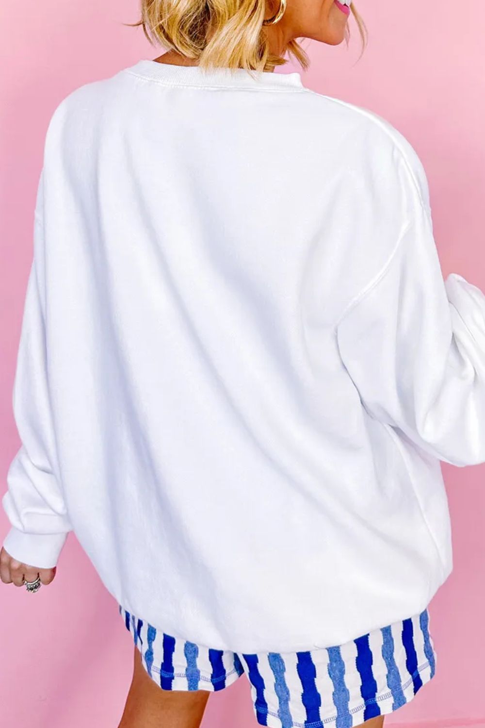 US Flag Round Neck Long Sleeve Sweatshirt - Charming Charlie