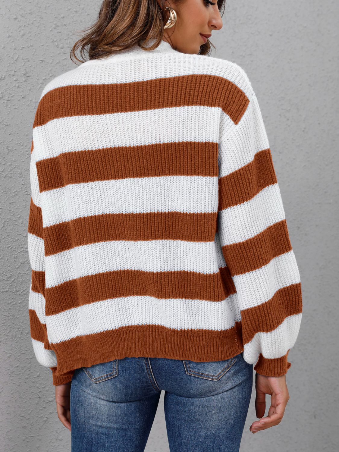 Striped Button Up Long Sleeve Sweater - Charming Charlie