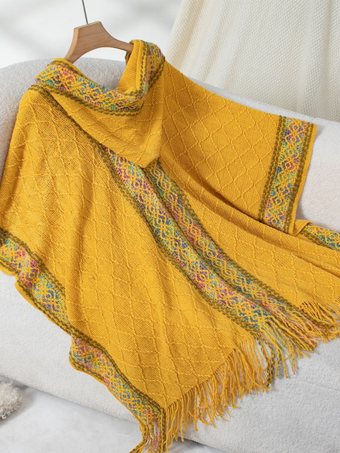 Fringe Half Sleeve Hooded Poncho - Charming Charlie