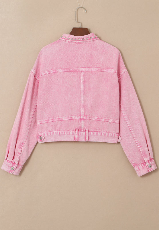 Studded Button Up Denim Jacket - Charming Charlie
