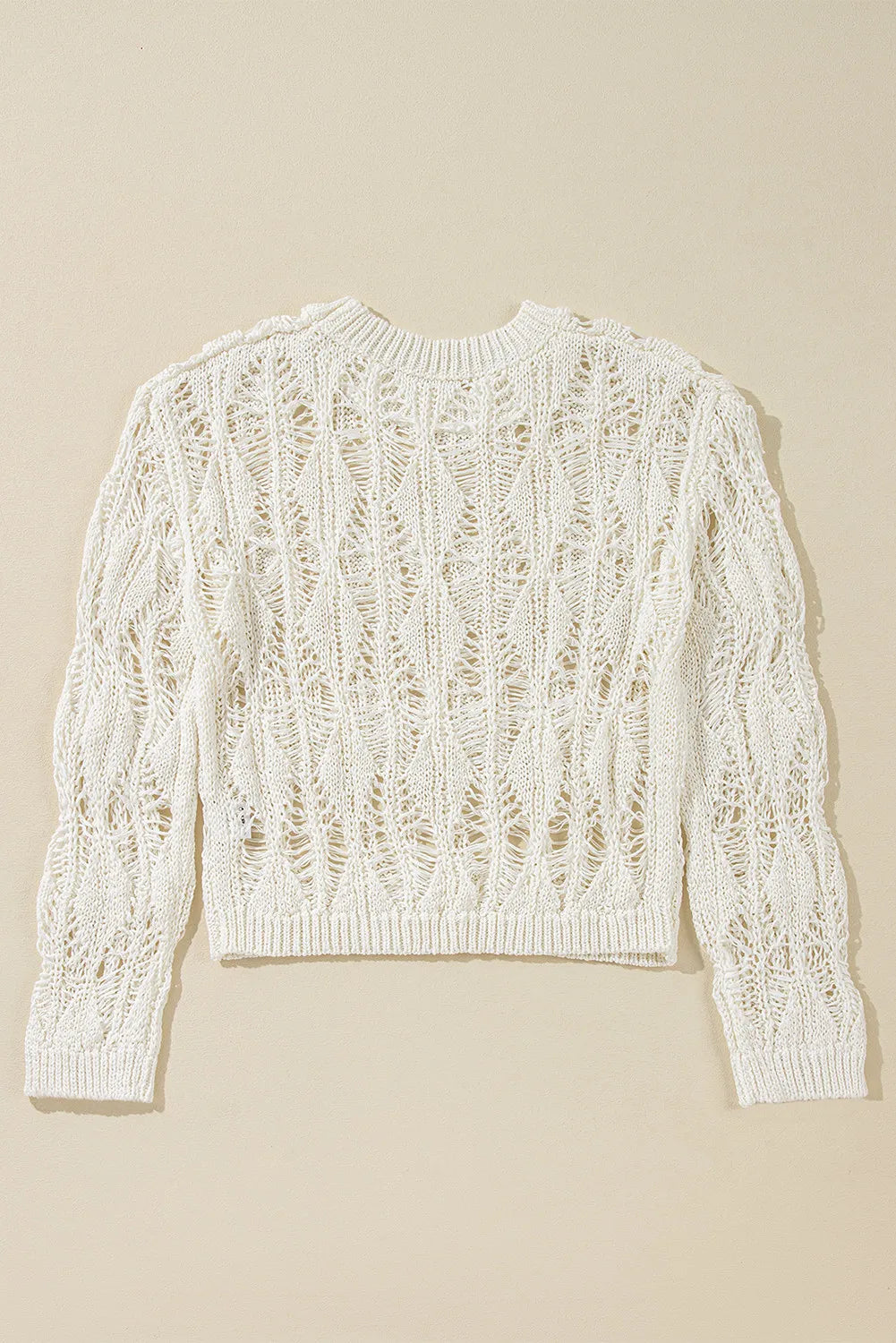 Cutout Round Neck Long Sleeve Knit Cover Up - Charming Charlie