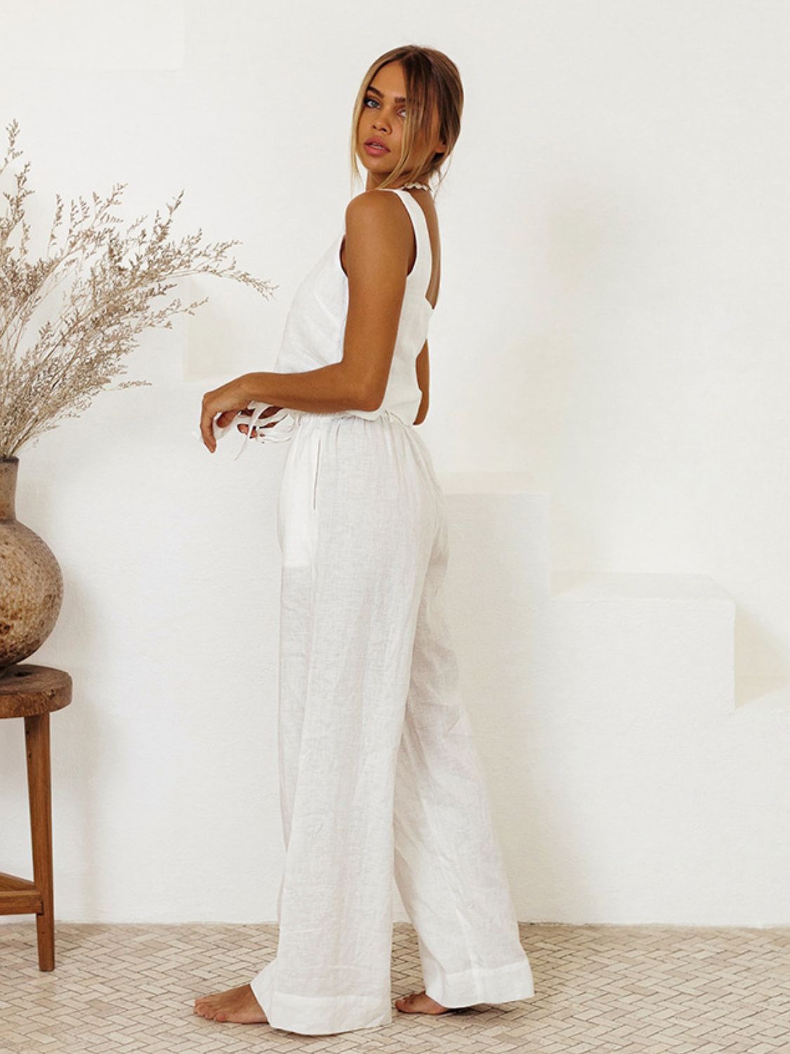 Square Neck Sleeveless Top and Pants Set - Charming Charlie