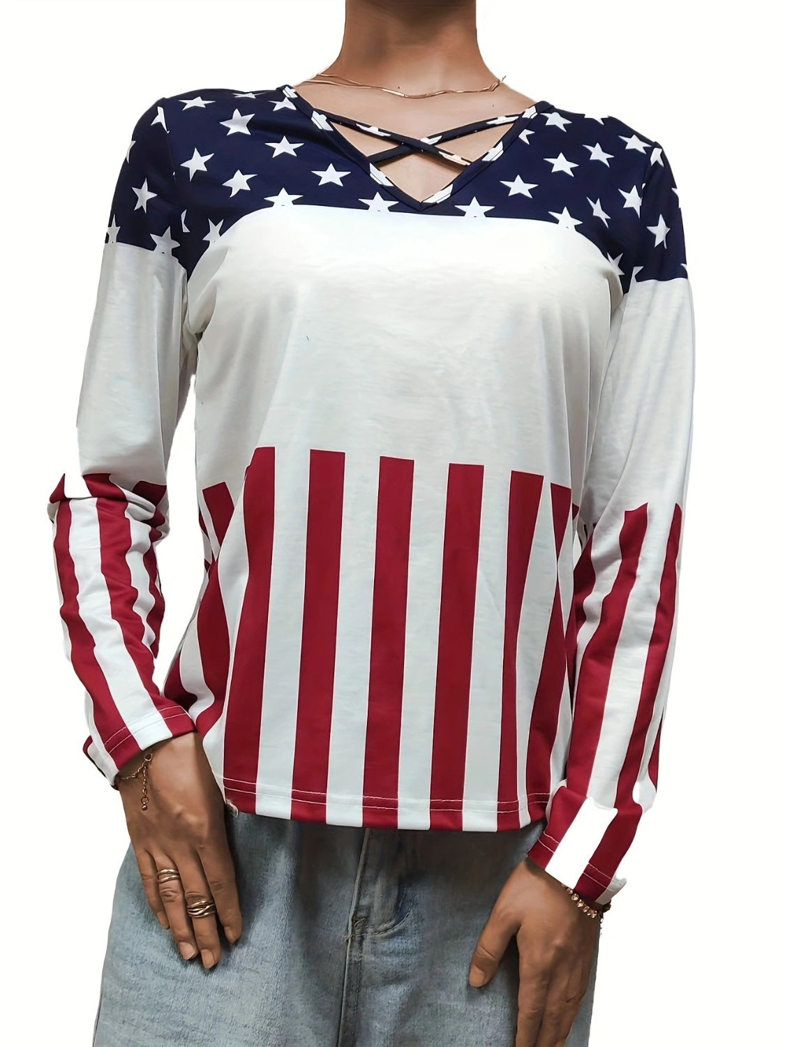 Crisscross Color Block Long Sleeve T-Shirt - Charming Charlie