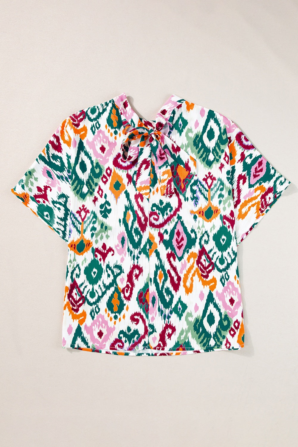 Printed Mock Neck Half Sleeve Blouse - Charming Charlie