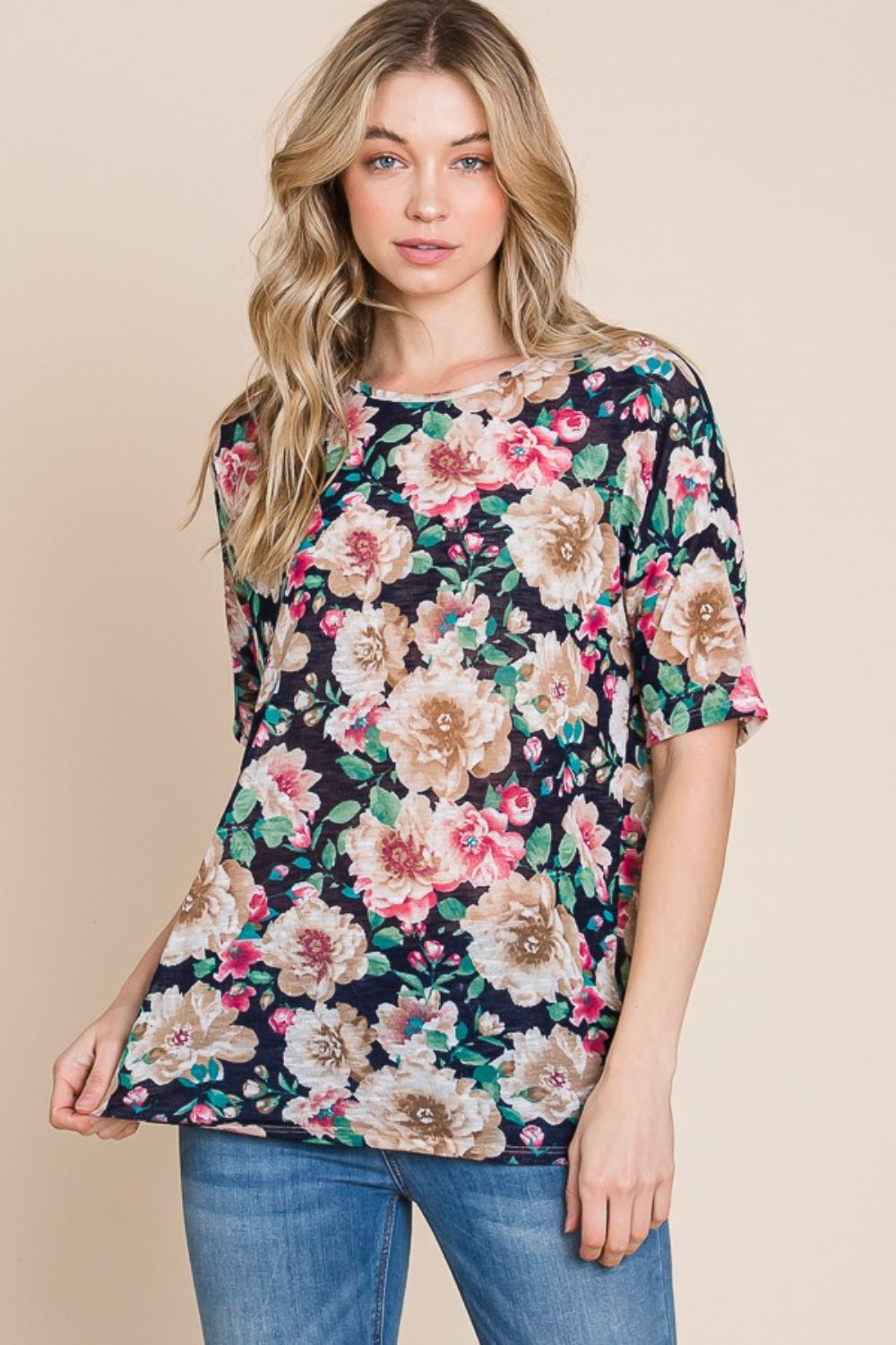 BOMBOM Floral Round Neck T-Shirt - Charming Charlie