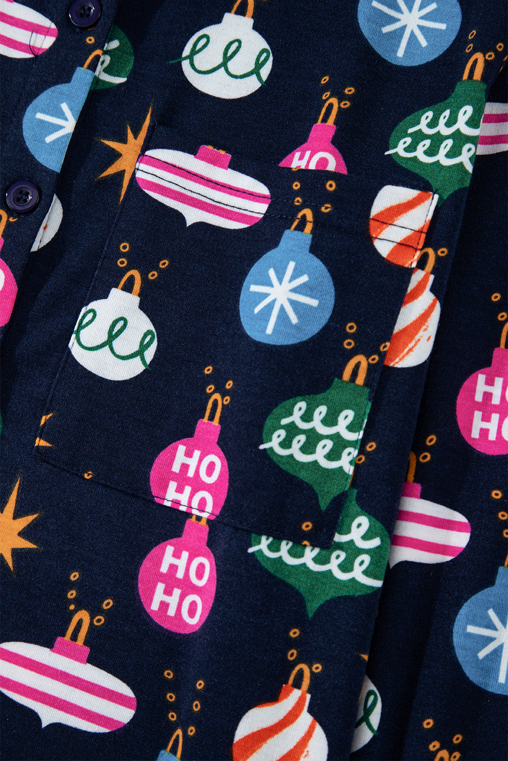 Christmas Lights Print Collared Neck Top and Pants Set - Charming Charlie