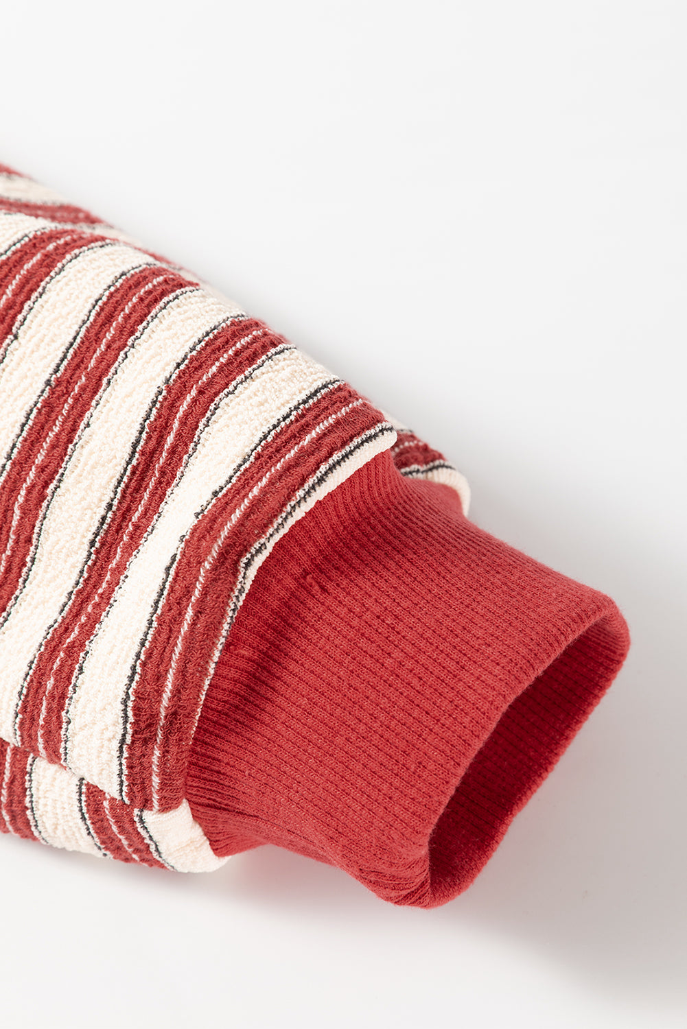 Stripe Johnny Collar Drop Shoulder Sweatshirt - Charming Charlie