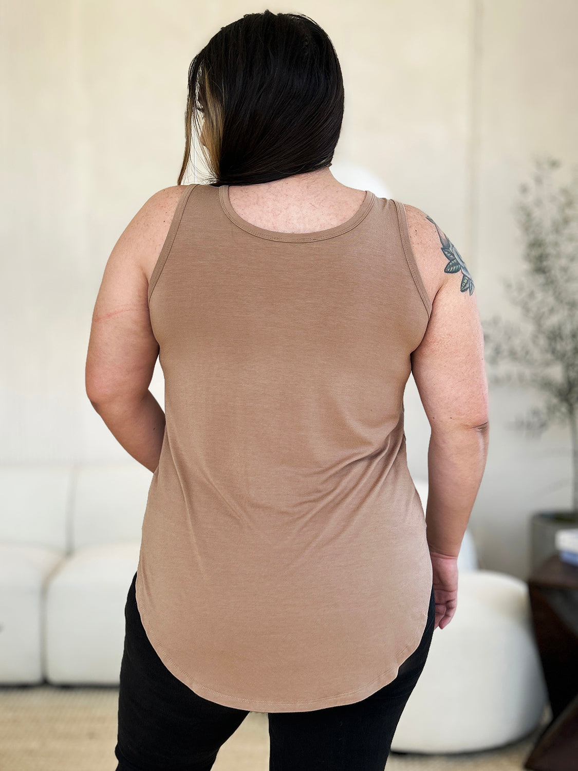 Basic Bae Full Size Round Neck Curved Hem Tank - Charming Charlie