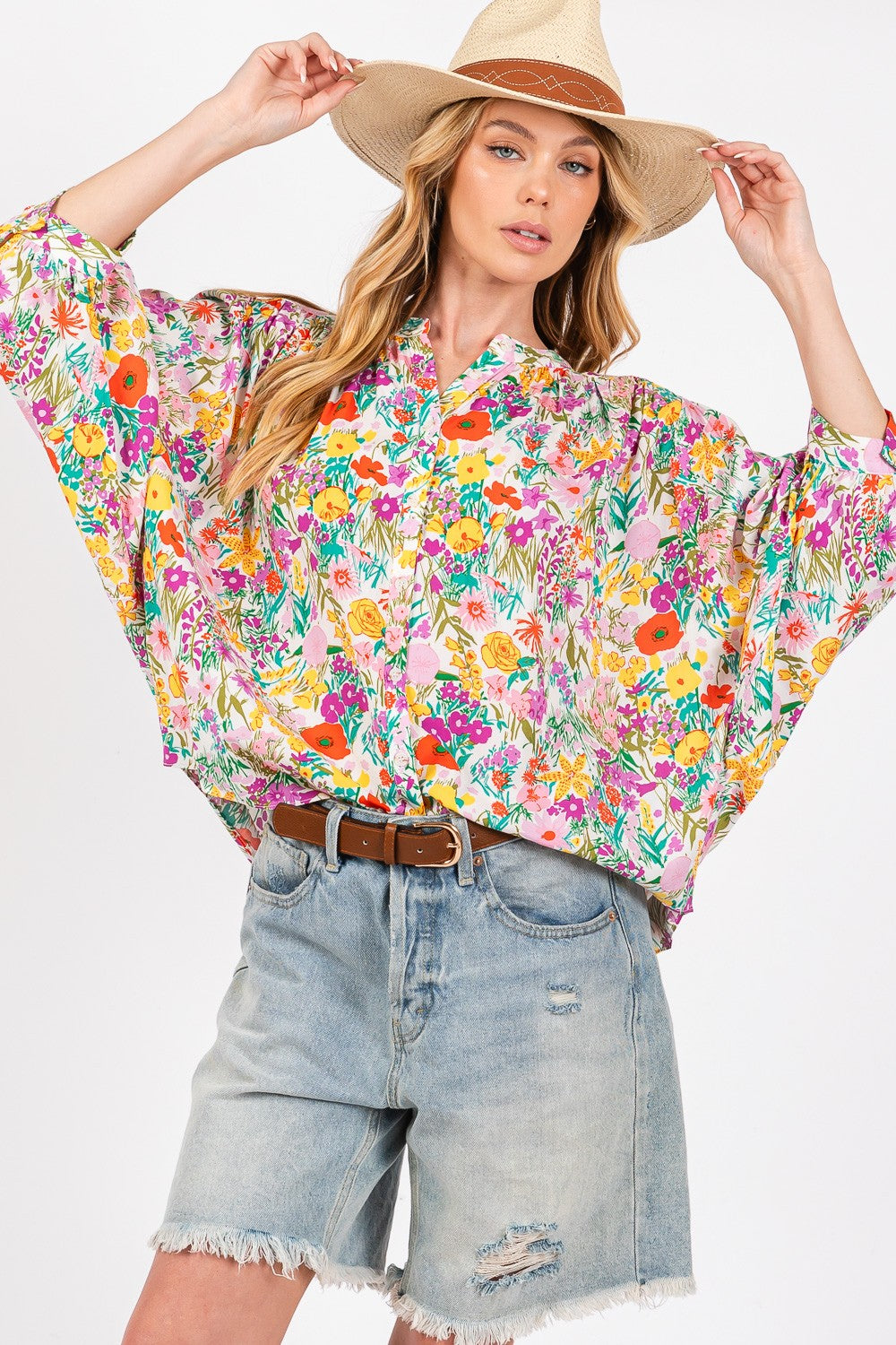 SAGE + FIG Button Down Floral Shirt - Charming Charlie