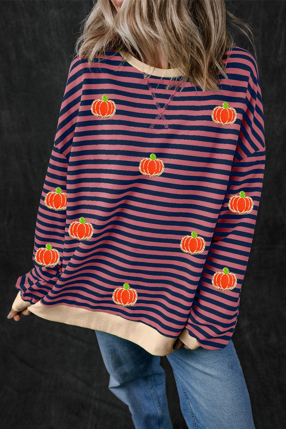 Pumpkin Striped Long Sleeve Sweatshirt - Charming Charlie