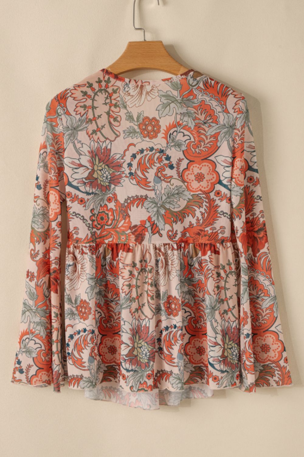 Floral V-Neck Flare Sleeve Blouse - Charming Charlie
