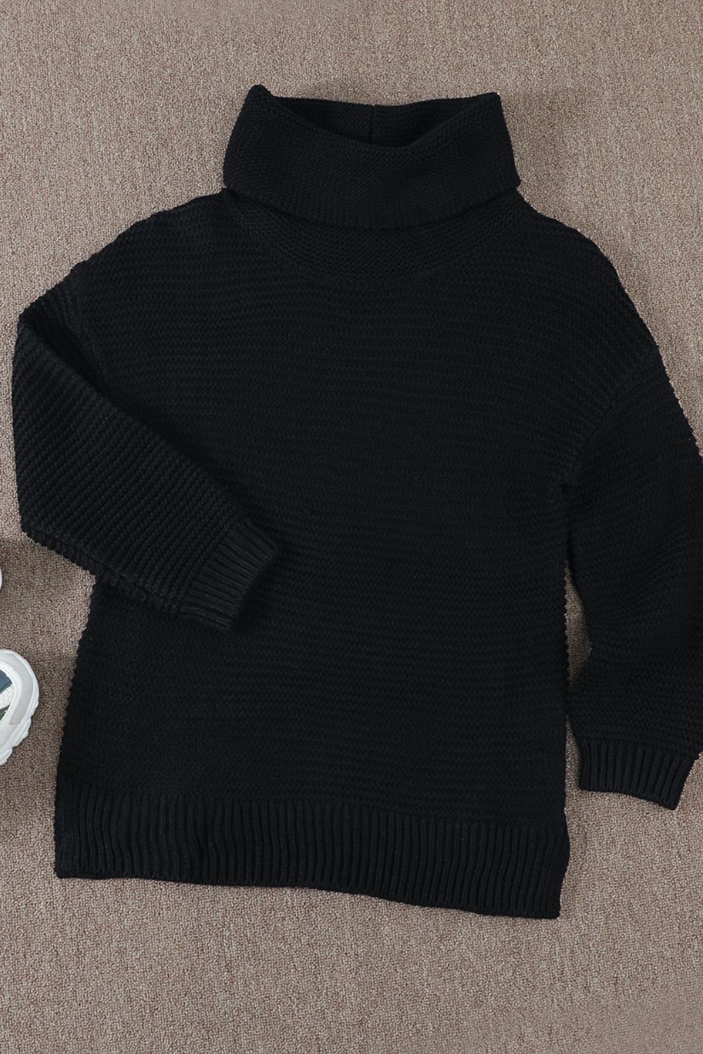 Side Slit Turtleneck Long Sleeve Sweater - Charming Charlie