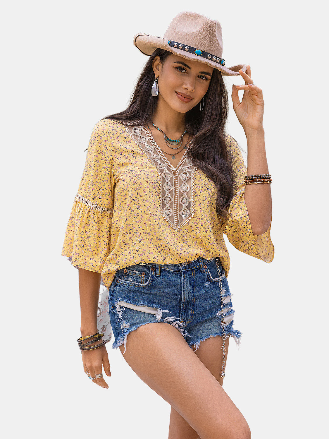Ditsy Floral V-Neck Blouse - Charming Charlie