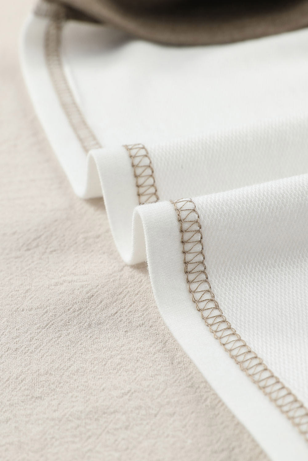 Exposed Seam Contrast Round Neck Long Sleeve Top - Charming Charlie