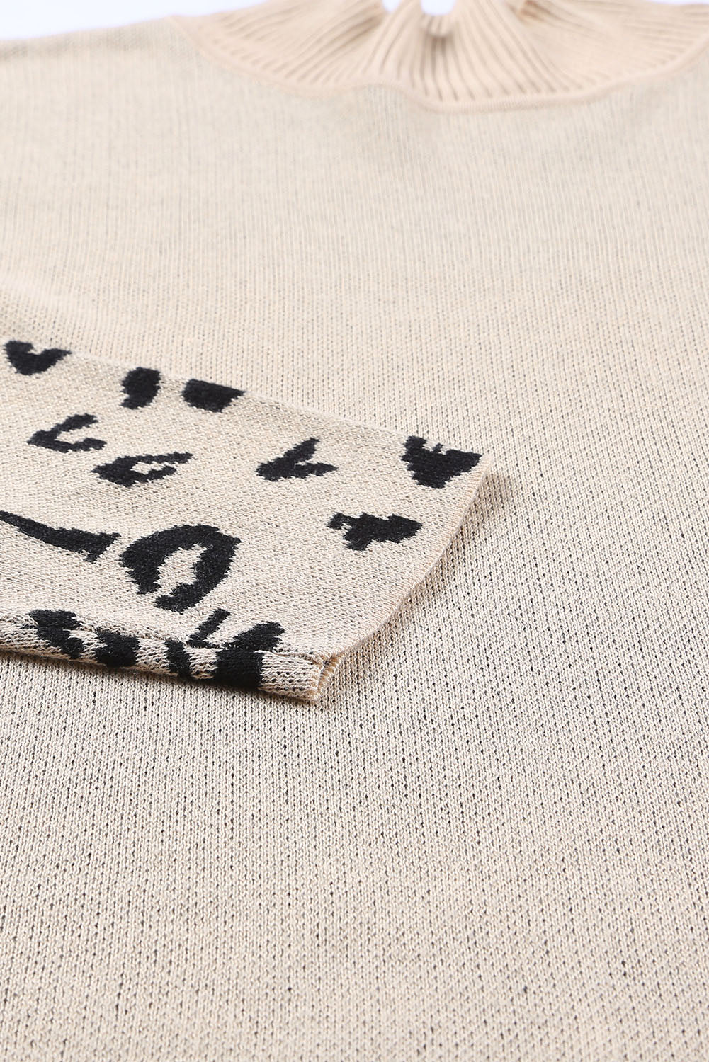 Slit Leopard Mock Neck Dropped Shoulder Sweater - Charming Charlie
