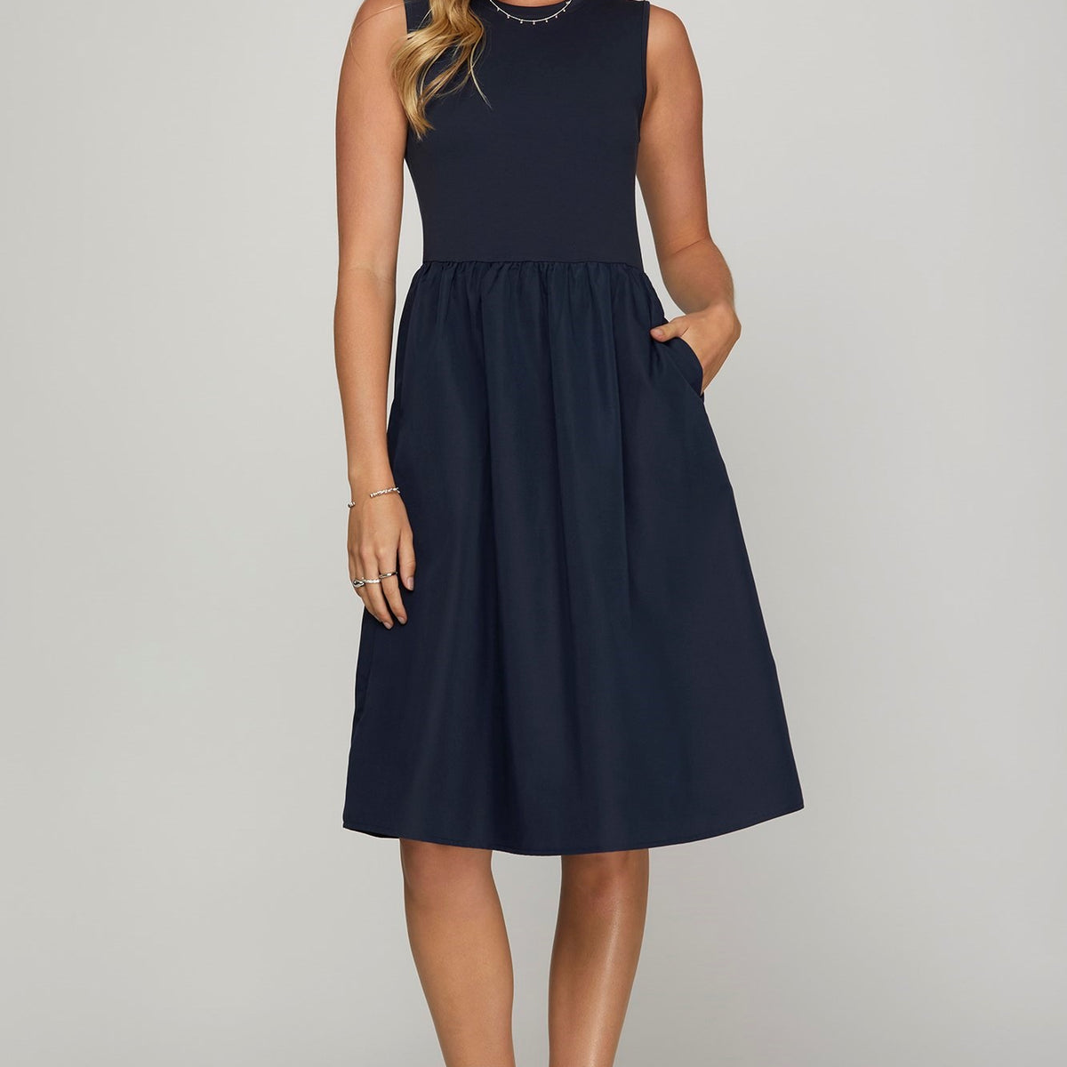 She + Sky Full Size Smocked Printed Wide Strap Tiered Dress Plus Size main image 1