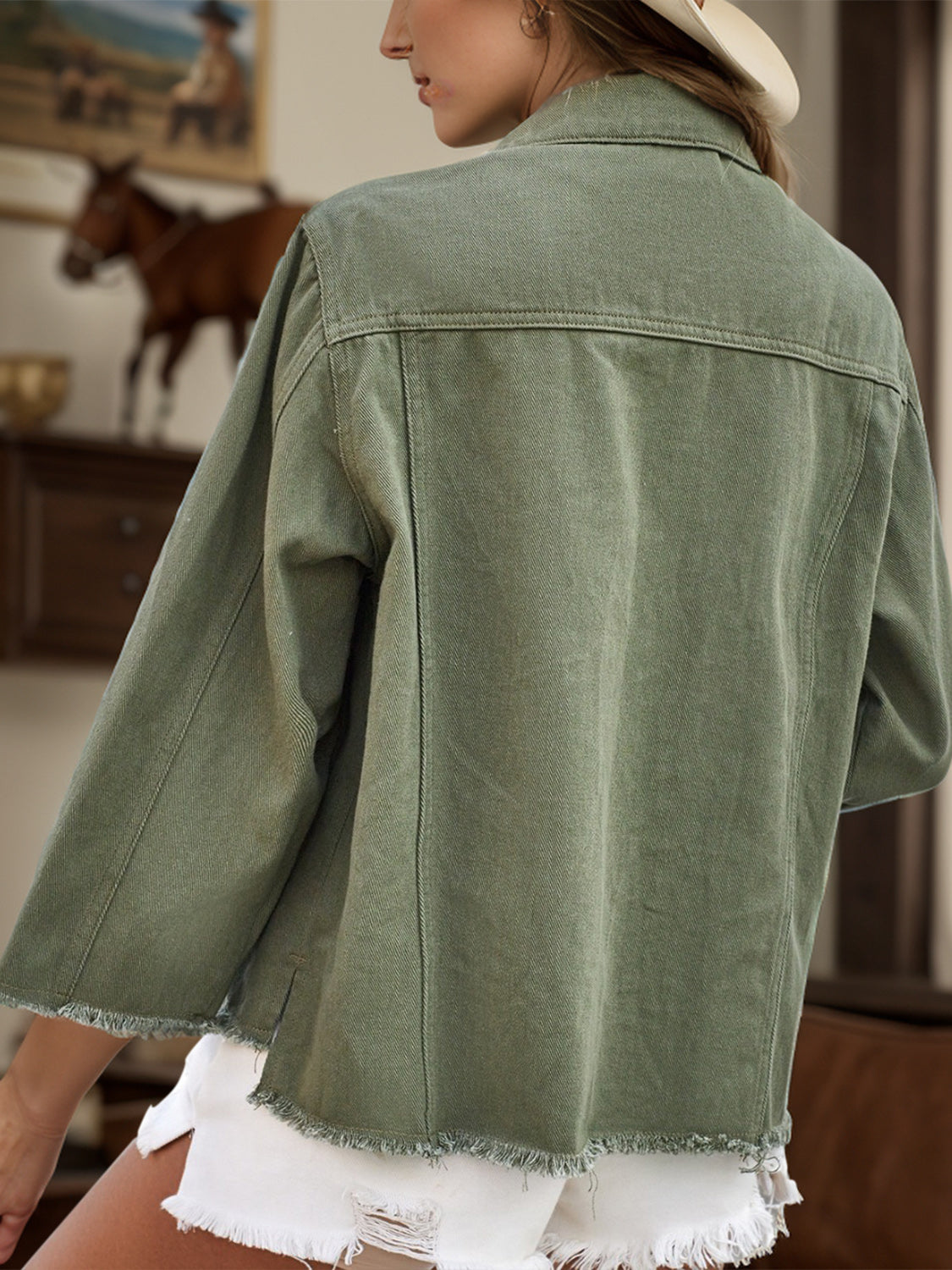 Raw Hem Button Up Denim Jacket - Charming Charlie