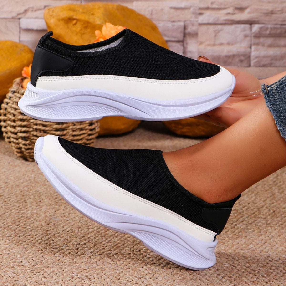 Mesh Contrast Flat Slip-Ons - Charming Charlie