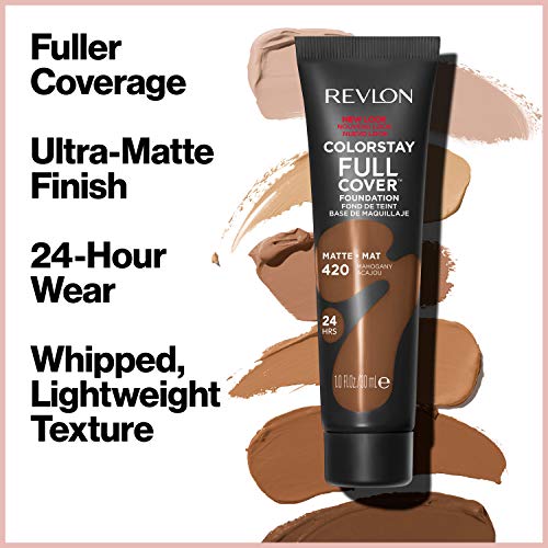 Revlon ColorStay Full Cover Longwear Matte Foundation, Heat & Sweat Resistant Lightweight Face Makeup - Charming Charlie