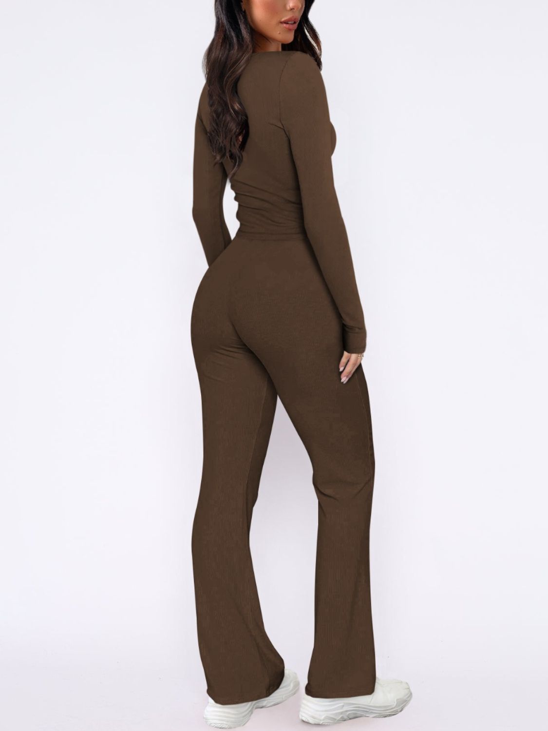 V-Neck Long Sleeve Top and Pants Set - Charming Charlie