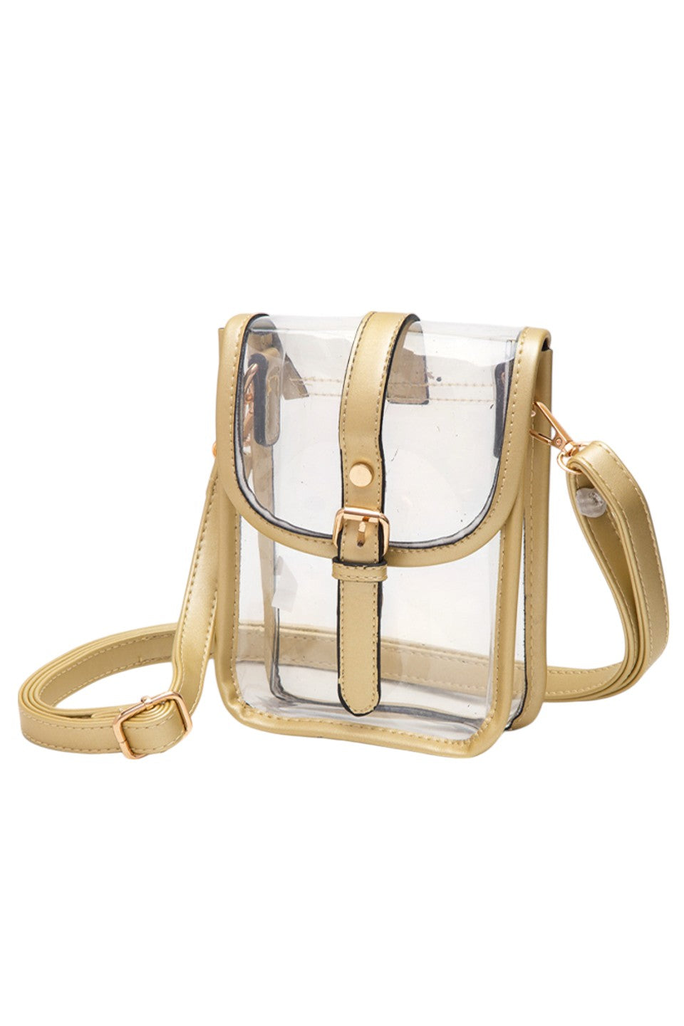 Gold Clear Crossbody Stadium Concert Transparent Bag is expertly crafted to comply with venue security standards while offering practical functionality. Its fully transparent design enables swift security checks, and the adjustable crossbody strap provides comfortable, hands-free wear. Made from durable, lightweight materials, this bag is perfect for concerts, sports events, and festivals, ensuring your belongings stay secure and easily accessible throughout the event.