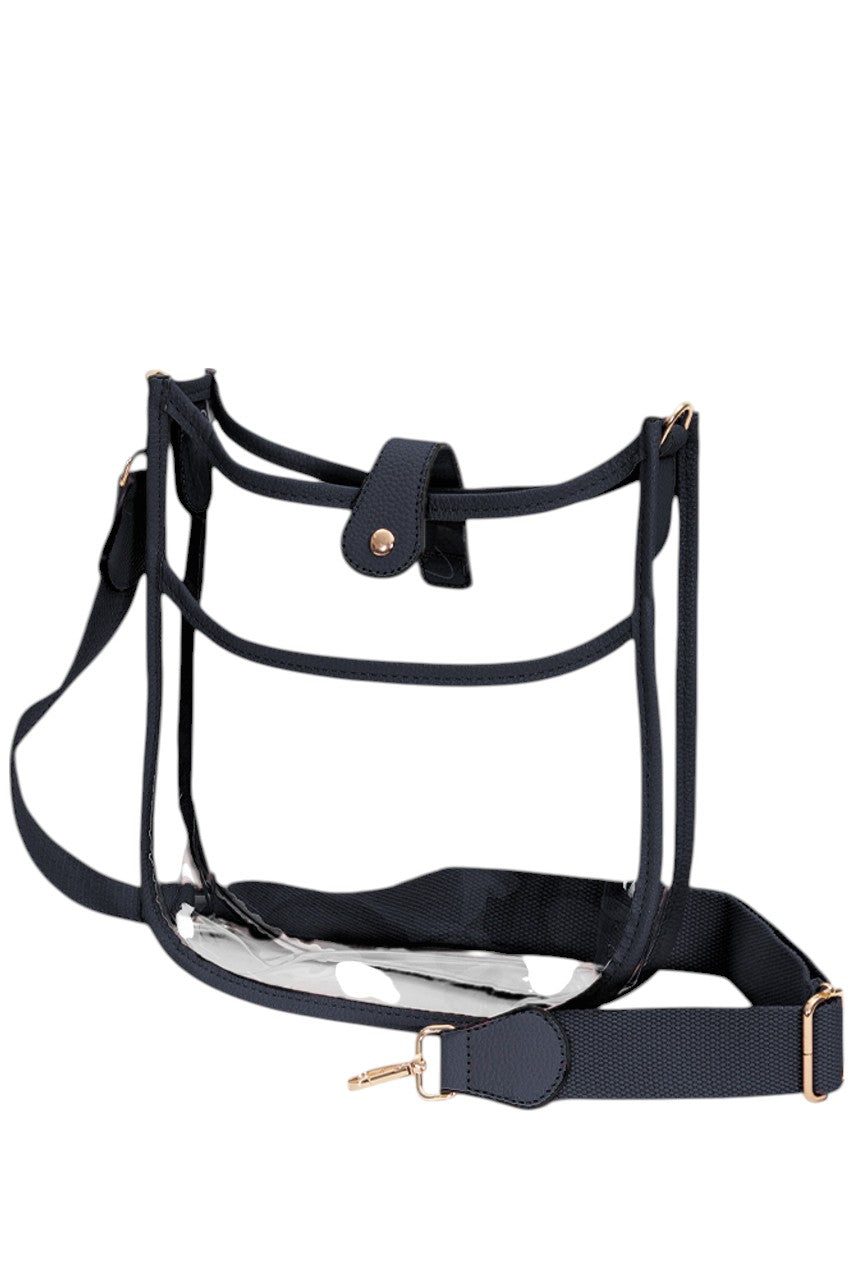 Clear Stadium Concert Crossbody Bag is expertly crafted to comply with strict venue security policies, featuring a fully transparent design for quick inspection. Its lightweight, durable construction ensures comfort and longevity, while the adjustable crossbody strap provides a secure, hands-free fit. Perfectly sized to hold essentials like tickets, phones, and wallets, this bag combines practicality with convenience for seamless access at concerts and stadium events.