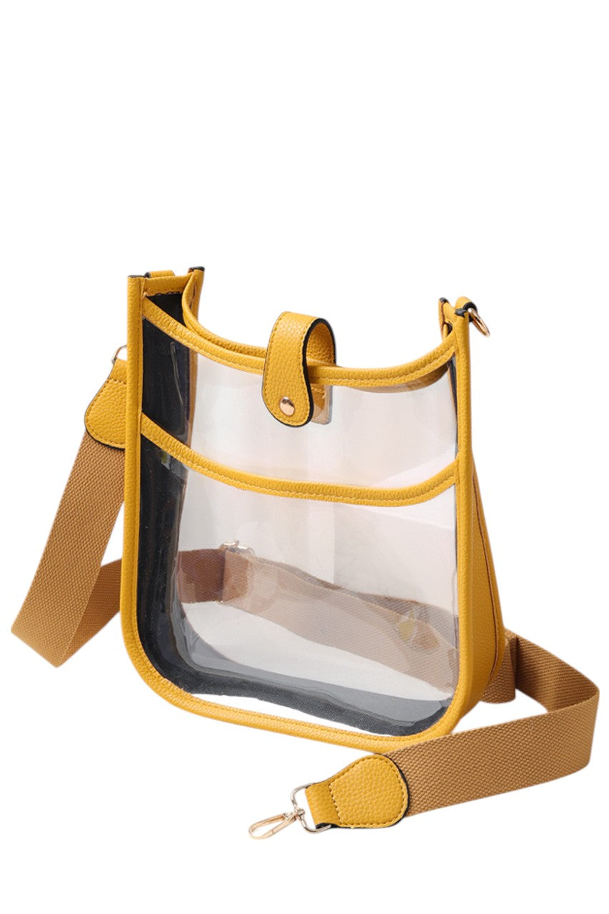 Clear Stadium Crossbody Bag offers a practical solution for carrying essentials while complying with stadium security policies. Crafted from transparent materials, it allows for quick inspection without sacrificing style. Its compact design and adjustable strap provide comfortable, hands-free convenience, making it ideal for sports events, concerts, and other venues requiring clear bags. Durable and easy to clean, this crossbody bag combines functionality with compliance for a seamless event experience.