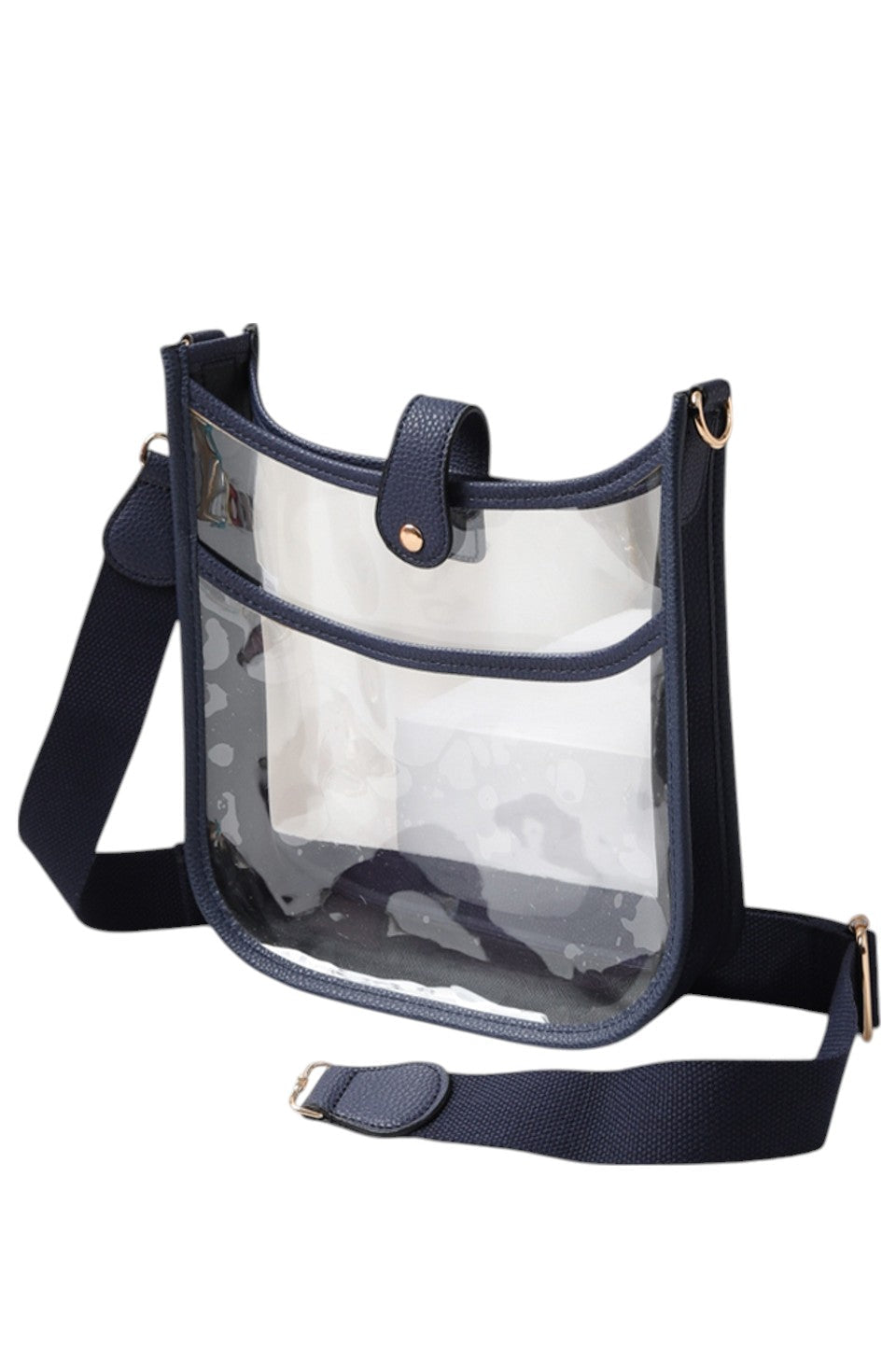 Clear Stadium Crossbody Bag offers a practical solution for carrying essentials while complying with stadium security policies. Crafted from transparent materials, it allows for quick inspection without sacrificing style. Its compact design and adjustable strap provide comfortable, hands-free convenience, making it ideal for sports events, concerts, and other venues requiring clear bags. Durable and easy to clean, this crossbody bag combines functionality with compliance for a seamless event experience.