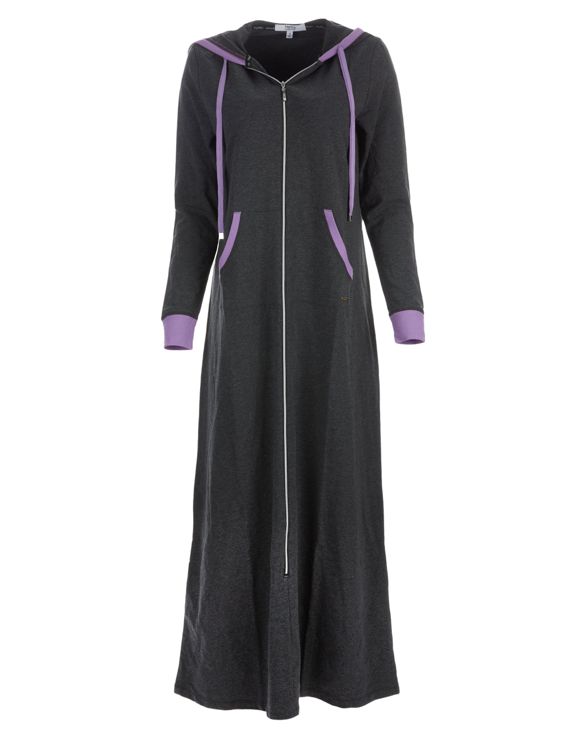 Women's Colorblock Cotton Blend Zippered Full Length Lounger Gown - Charming Charlie