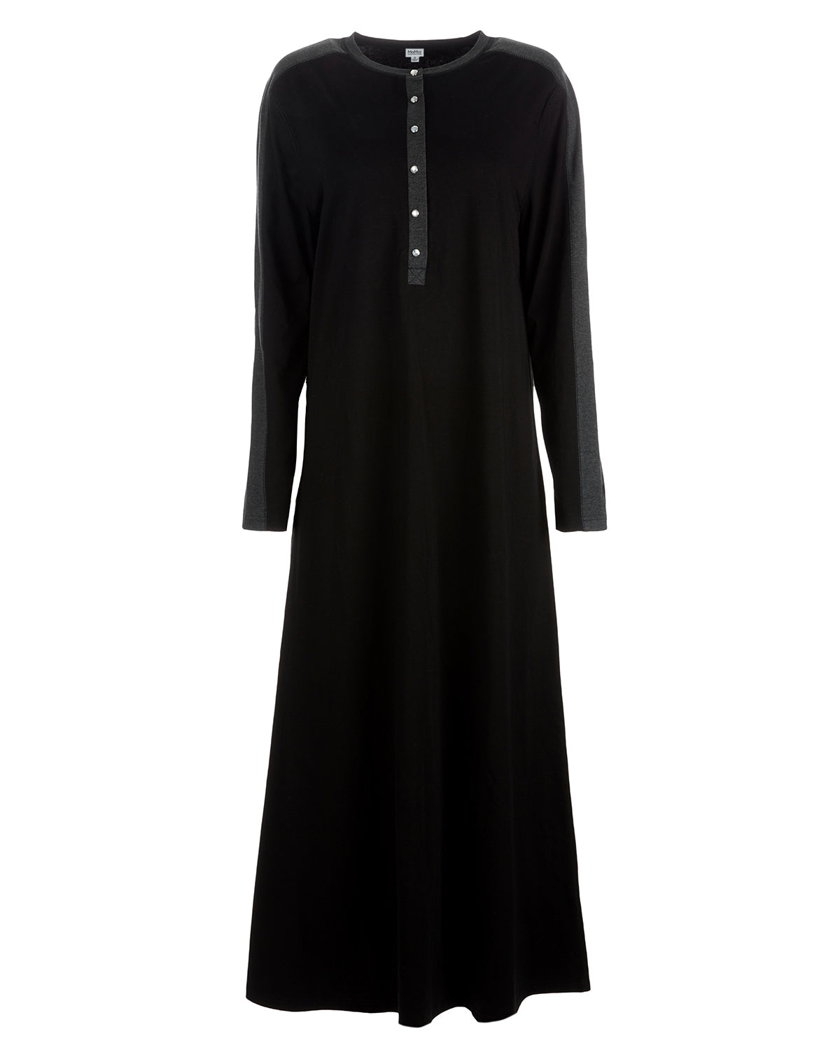 Women's Modest Long Placket Ankle-Length Cotton Blend Gown - Charming Charlie