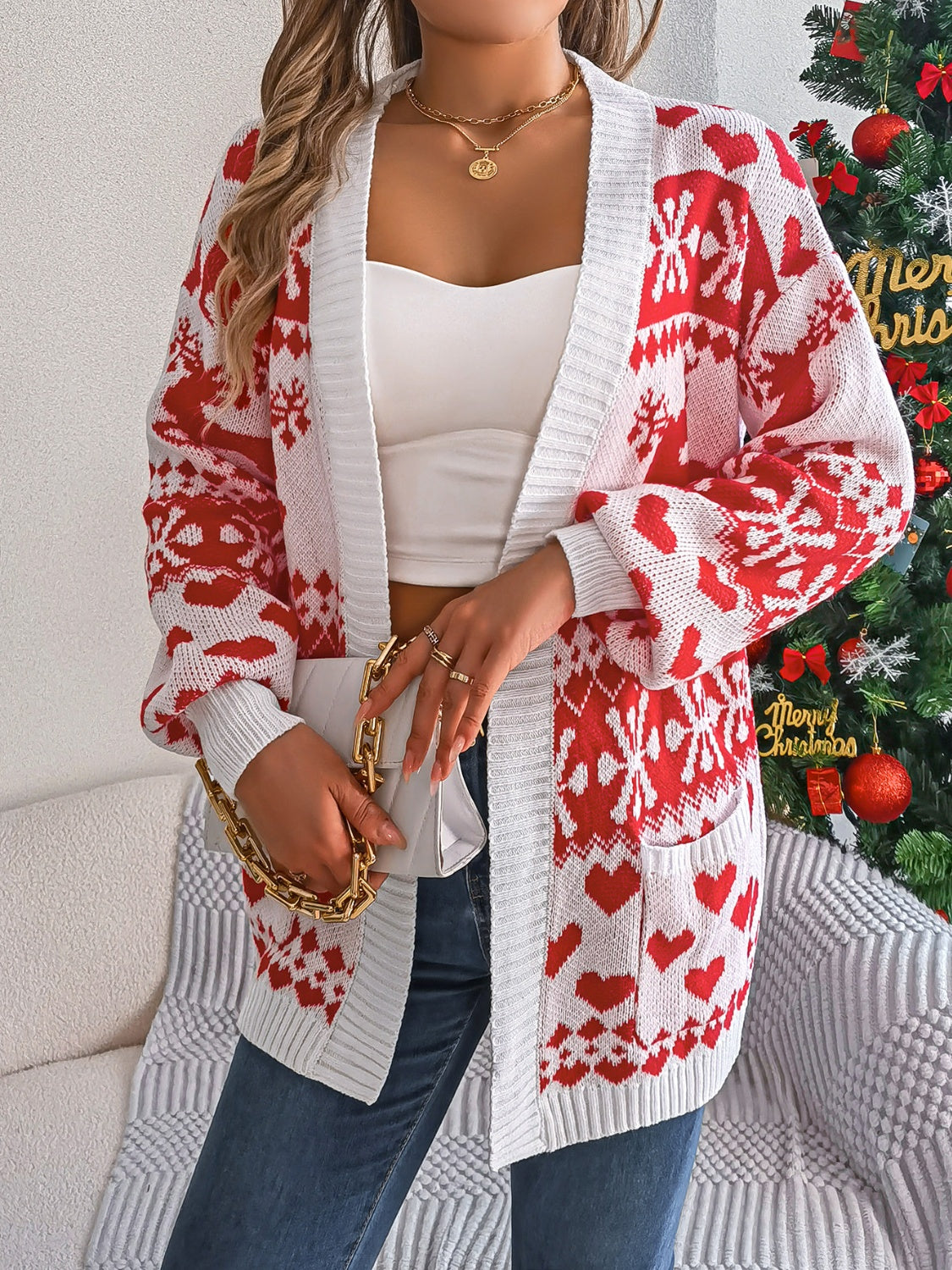 Pocketed Open Front Long Sleeve Cardigan - Charming Charlie