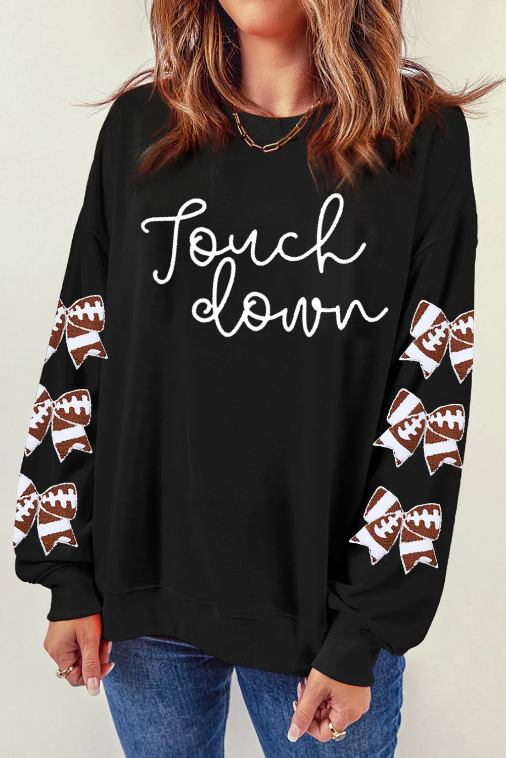 Letter Graphic Bow Long Sleeve Sweatshirt - Charming Charlie