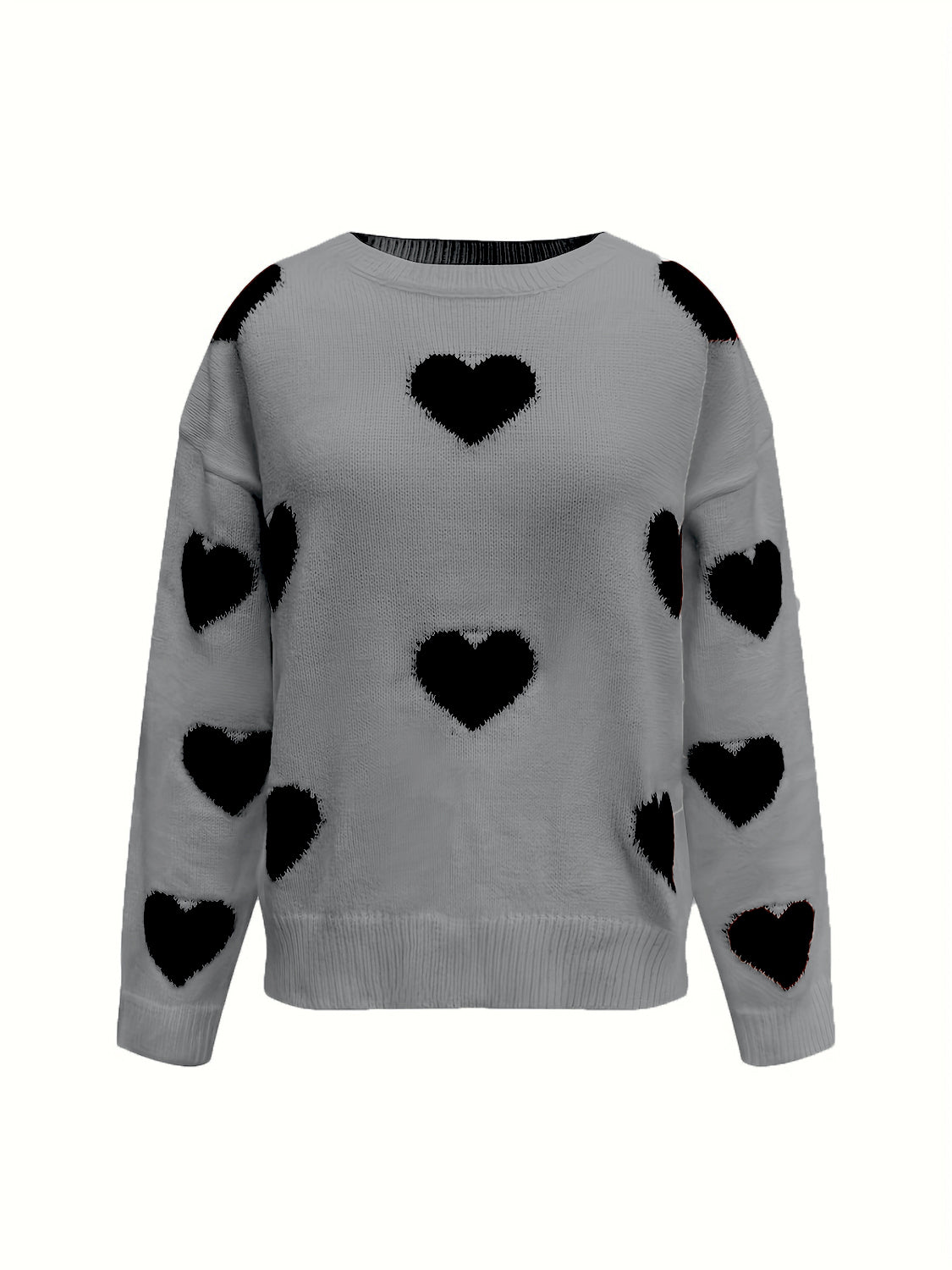 Valentine’s Day Heart Round Neck Long Sleeve Sweater - Charming Charlie