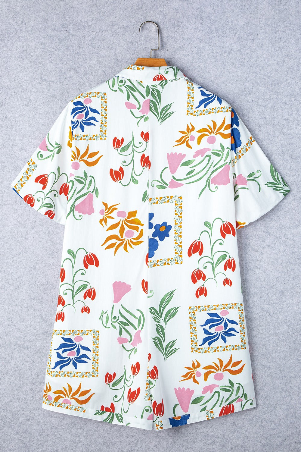 Pocketed Printed Half Sleeve Romper - Charming Charlie
