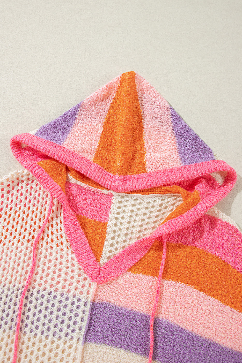 Openwork Color Block Hooded Sweater - Charming Charlie