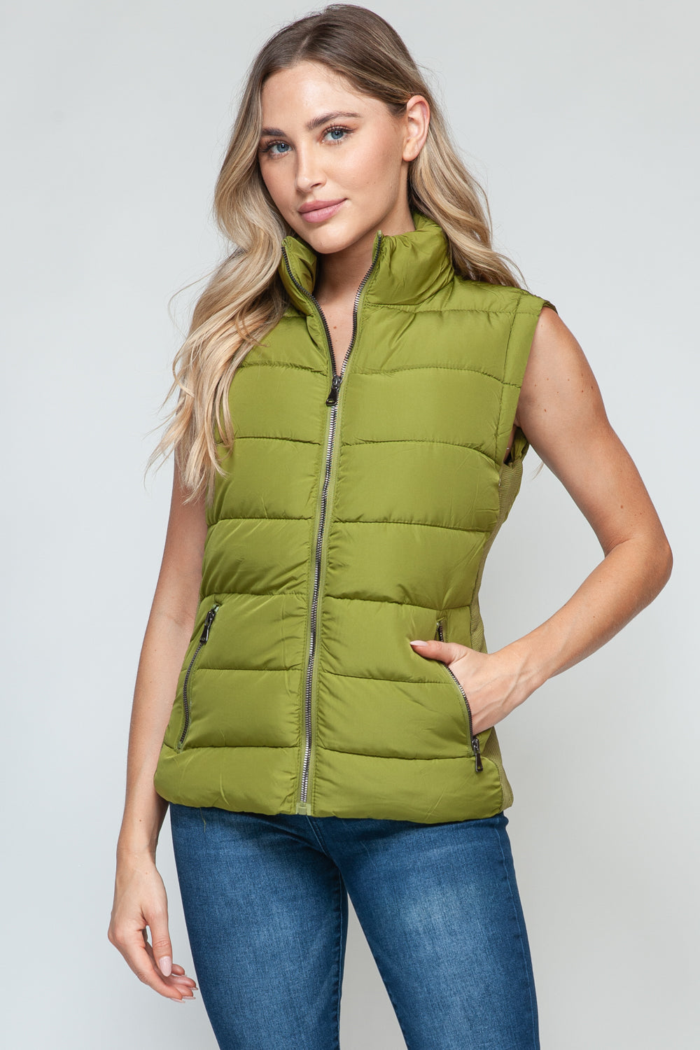 Snobbish Zip Up Turtleneck Vest with Pockets - Charming Charlie